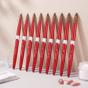 Kit de pinceaux à ongles en acrylique Kolinsky durables de 9 tailles avec manche en métal rouge brillant pour les fournitures d'art des ongles en cristal - Product Image 6