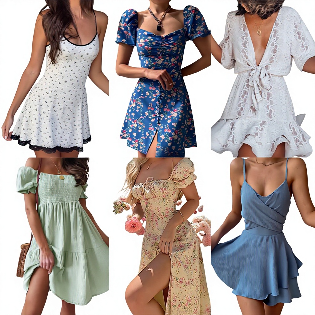 Retro Themed Dresses - Summer Retro Dresses - V-Neck Midi