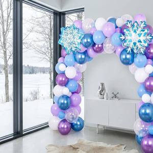 Decoraciones para <span class=keywords><strong>Fiesta</strong></span> Temática de Invierno, Kit de Arco de <span class=keywords><strong>Globos</strong></span> con Copos de Nieve, <span class=keywords><strong>Globos</strong></span> Metálicos Azules y Morados para Cumpleaños y Baby Shower - Product Image 6