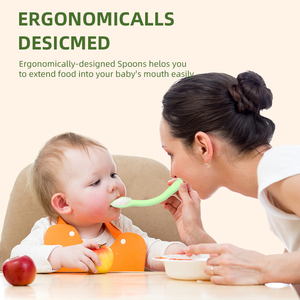 Juego de Cucharas de Silicona de Grado Alimenticio para Bebés, Sin BPA, Ecológicas, Diseño Moderno, Punta Suave, Cubiertos para la Hora de Comer de Niños Pequeños - Product Image 3