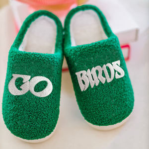 Scarpe Slip on in ciniglia personalizzate da donna pantofole sfocate da donna Go Birds scarpette pelose verdi scivoli phadelphia pantofola - Product Image 3