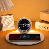 Neuer Kreativer LED-kompatibler Lautsprecher-Wecker 3-in-1 Kabellos 15W Uhr mit Nachtlicht Radio Modernes Design