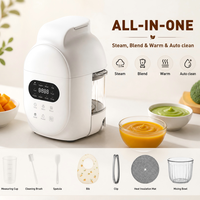 Robot culinaire 3-en-1 pour bébé : Cuiseur vapeur, mixeur, réchauffeur, bol en verre, nettoyage automatique, compatible lave-vaisselle, lame en acier inoxydable 316, silicone de qualité alimentaire