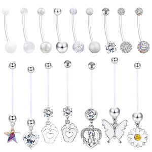 แหวนสะดืออะคริลิคสำหรับหญิงตั้งครรภ์ ประดับเพชรซิคอนรูปหัวใจ ผี<span class=keywords><strong>เส</strong></span>ื้อ ดาว พร้อมแท่งใส UV สำหรับเจาะสะดือ ใช้ได้ทุกวัน - Product Image 1