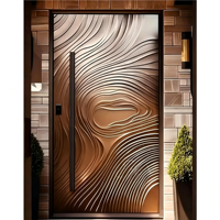 Portes pivotantes d'entrée de villa de luxe moderne, isolation acoustique, alliage d'aluminium, ouverture à battant en bois, surface finie GAAS DS-PD913 5