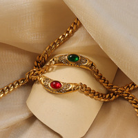 Collier tendance en acier inoxydable plaqué or 18 carats avec chaîne serpent en forme de cœur, incrustations colorées et zircon sportif, style européen et américain