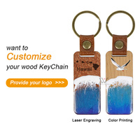 Porte-clés en bois et résine motif vague océanique, gravé sur mesure, pendentif pour sac ou voiture, souvenir, cadeau, vente en gros, logo personnalisé