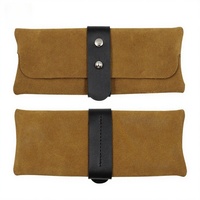Étui à montre rectangulaire léger en similicuir suédé marron, pochette anti-déchirure en cuir, sac de rangement portable écologique avec boucle pour bijoux