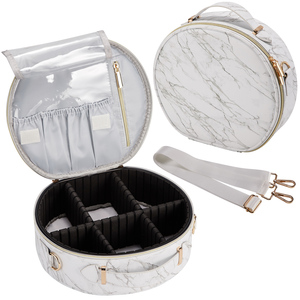 Portable Travel <b>Makeup</b> Bag Case Leather Cosmetic Storage Organizer Bag with Detachable Shoulder Strap Large Beauty <b>Box</b> - Product Image 1