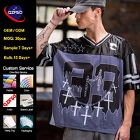 Camiseta de Fútbol Gótica Hip Hop Vintage Personalizada QZFSO con Estampado de Cadena y Cruz, Malla Satinada Brillante, Jersey Deportivo Unisex Oversize