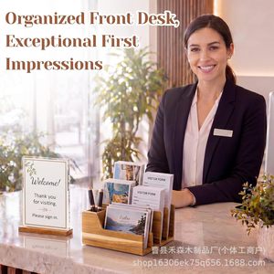 Wooden File Manager Office Desk Folder <b>Shelf</b> 4 Layers Multi Tiered Classification Rack For Bill Organization - Product Image 1