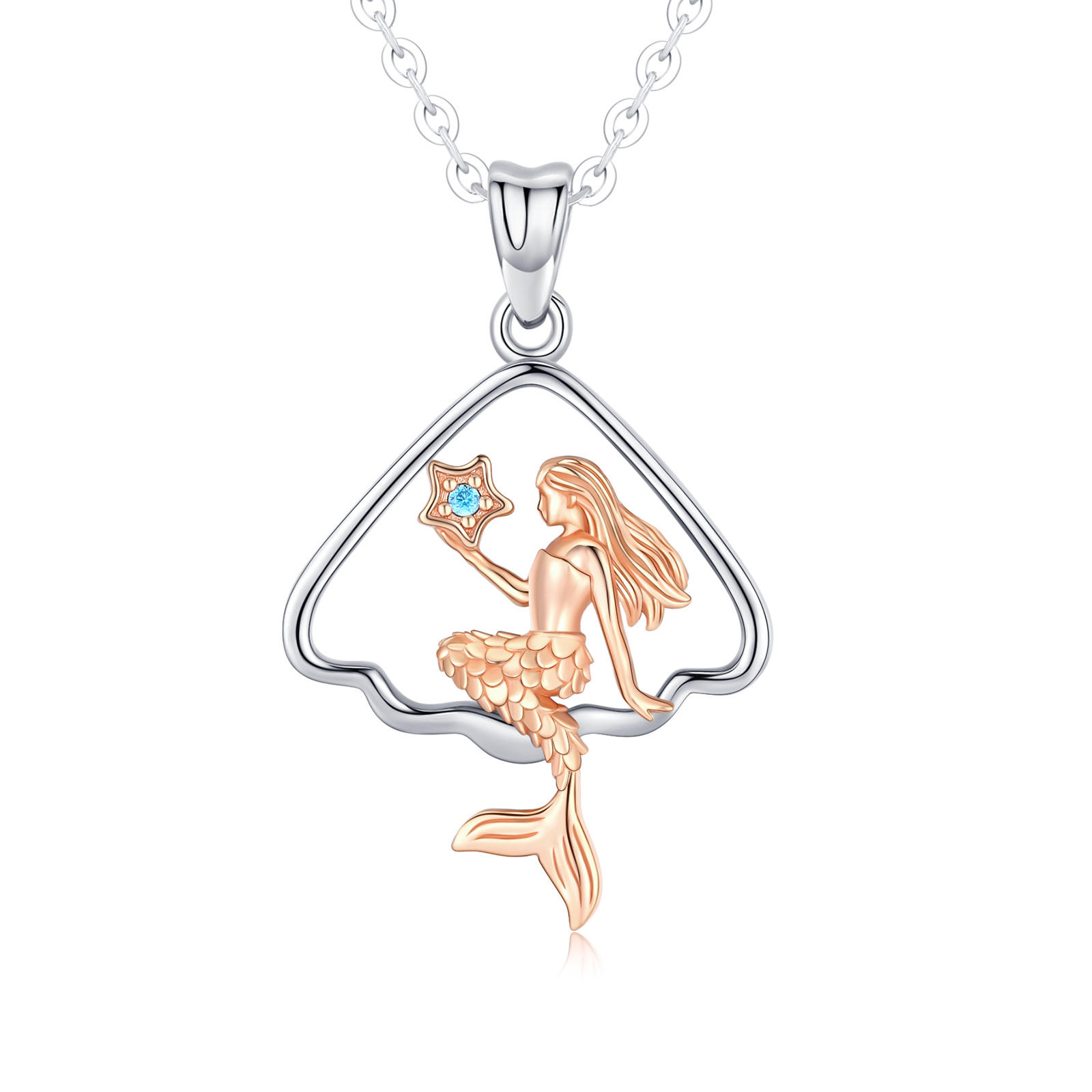 Shop Our Custom 925 Sterling Silver Rose Gold Mermaid Necklace