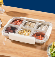600ml BPA-vrije 304 roestvrijstalen herbruikbare snackbox met 6 compartimenten en lekvrij plastic deksel