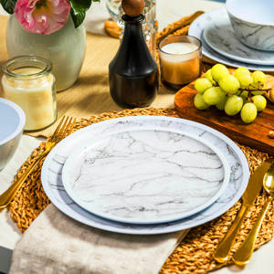 Juego de vajilla desechable de melamina blanca de mármol ecológico elegante y sostenible para fiestas-venta al por mayor - Product Image 5