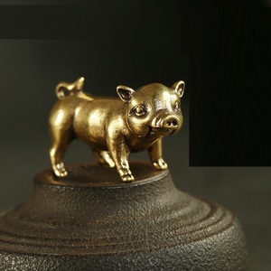 Pirinç domuz heykelcik-masaüstü dekor için sevimli Metal hayvan heykel, noel, cadılar bayramı, ev dekor düşmek - Product Image 2