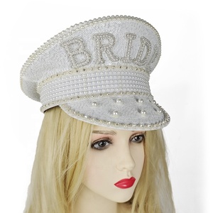 Manwu femmes paillettes mariée sergent mariée poule Festival anniversaire marin fête casquette pour Bachelorette événements en plein air - Product Image 3