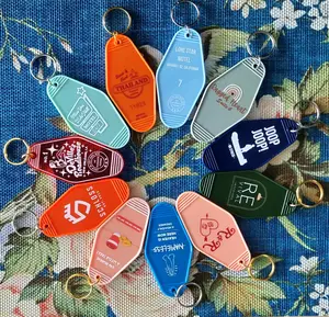 Biểu tượng tùy chỉnh quảng cáo trống Nhựa Tùy Chỉnh cổ điển khách sạn/motel Keychain