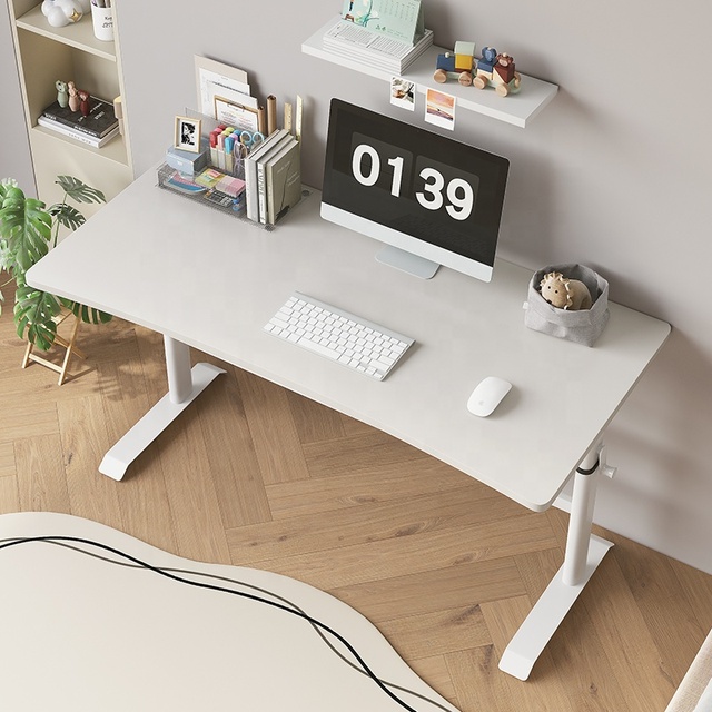 Ergonomic Adjustable Height Sit Stand up Down Computer Table with Whole Piece Desktop Board Computer Workstation for Home Office