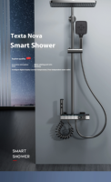 Ensemble de douche thermostatique en aluminium OEM personnalisé, système de douche pluie à touches piano gris anthracite mural pour projets hôteliers