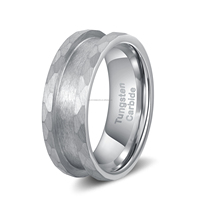 Bague de mariage classique martelée en carbure de tungstène noir, vierge, avec cœur personnalisable pour incrustation, bijoux DIY pour hommes, certifiée REACH