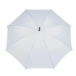 White Polyester Material Anti Corrosion Tips Sturdy Auto Open Stick Umbrella