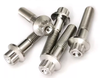 Tornillo hexagonal de cabeza de brida de 12 puntos M8, rosca UNF Clase 8, titanio puro pulido, fijación para automoción y motocicleta Hongyan