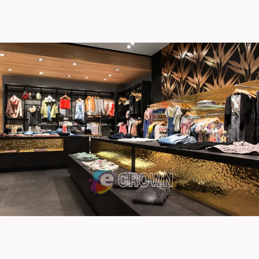 Wood clothing shop design ideas Names Of clothes store display shelves counter lingerie shop OEM