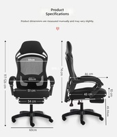 Chaise de bureau ergonomique moderne en maille avec vérin à gaz, pivotante et accoudoirs articulés pour bureau à domicile