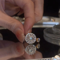 Modischer Drehbarer Zirkon-Kupferschmuck Ästhetischer Anti-Angst Drehring Trendiger Schneeflocken-Fidget-Ring für Frauen
