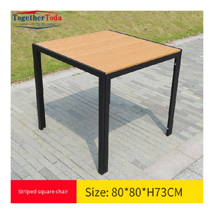 Mesa de Bistro para Exteriores con Superficie de Madera con Aspecto de Listones y Estructura de Metal Negro, Muebles de Patio Resistentes a la Intemperie para Jardín o Balcón - Product Image 5