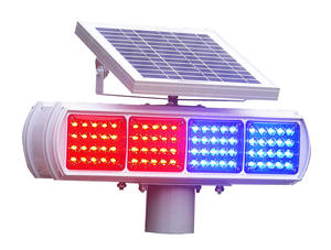 Lampu Strobo Sinyal Lalu Lintas Tenaga Surya Harga Distributor 4 Grup Lampu Peringatan Strobo Keselamatan Jalan Lampu Berkedip Merah Biru - Product Image 3