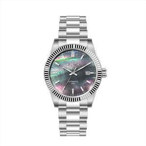 Cadran en nacre OEM en acier inoxydable de haute qualité, boîtier de type cannelé avec mouvement automatique 8215, montres de luxe - Product Image 5