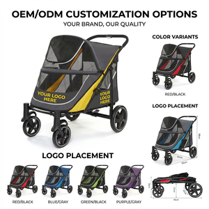 รถเข็นสัตว์เลี้ยงแบบพับได้ ขนาดกลางและใหญ่ สำหรับสุนัขและแมว โครงเหล็กกล้าคาร์บอน ผ้าอ๊อกซ์ฟอร์ด 4 ล้อ รับน้ำหนักได้ 60 กิโลกรัม - Product Image 5