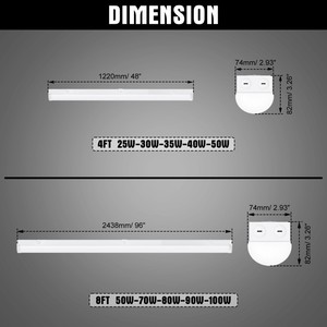 Luminaire LED industriel à <span class=keywords><strong>tube</strong></span> de 4 et 8 pieds, éclairage pour atelier, bureau, entrepôt, lampe linéaire à bande LED avec DLC ETL - Product Image 5