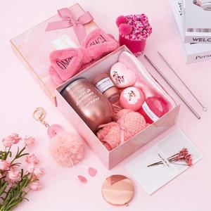 2023 New <b>Pink</b> Inspirational <b>Gifts</b> Basket for Women Lady Birthday Relaxing Spa Care Package for Friendship Christmas <b>Gift</b> Set - Product Image 1