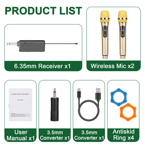 Sistema de Micrófono Inalámbrico Profesional W102 de 2 Canales, Micrófono de Mano con Cancelación de Ruido, de Metal y Plástico, para Conferencias, Fiestas, Karaoke - Product Image 3