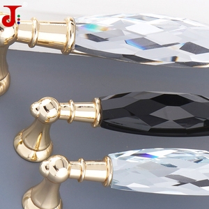 Poignées de porte en cristal transparent et noir 96/128 mm, en alliage de zinc, modernes, pour meubles, cuisine, salle de bain, armoire, tiroir, penderie - Product Image 3