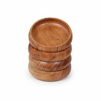 Bols en bois pour aliments, lot de 4 bols individuels en bois d'acacia, pour savourer votre salade, vos pâtes, votre riz, vos smoothies, vos soupes, vos fruits, vos collations