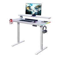 Bureau à domicile moderne, cadre de bureau assis-debout à moteur unique, réglable en hauteur, avec plateau ergonomique en bois et métal, RGB, 70 kg
