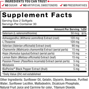 Cápsulas blandas de alta calidad de marca privada con ashwagandha, melatonina y L-teanina que mejoran la calidad del sueño y facilitan el adormecimiento más rápido. - Product Image 5