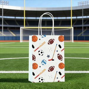 Ventes en gros de sacs cadeaux de football créatifs personnalisés OEM/ODM - Sacs en papier enduits recyclables avec poignées - Product Image 4