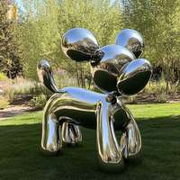 Statues d'animaux en métal au design personnalisé Sculpture de chien en forme de ballon en acier inoxydable à vendre