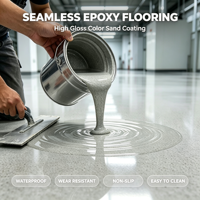 Peinture liquide autolissante de haute qualité à base de résine époxy et de sable coloré pour sols en béton, application au truelle