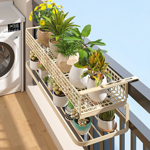 Support de plantes pour balcon, support rectangulaire en fer réglable pour pot de fleurs succulentes, utilisation sur rail de fenêtre extérieur - Product Image 4