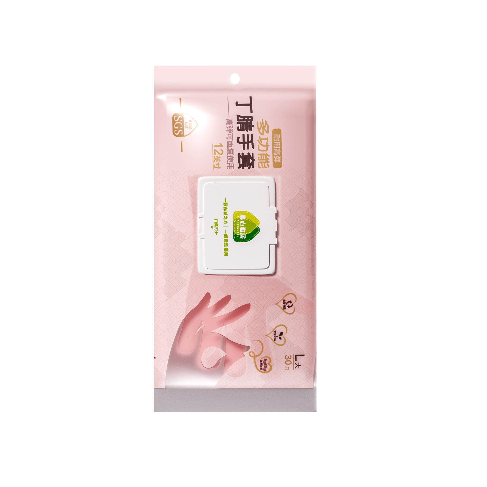 12-inch nitrile pink (30 pieces)