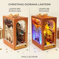 Hamaileon Niedriger MOQ Lasergeschnittenes DIY Holz-Weihnachtsstraßen-Buchnischen-Set mit Farb-LED für Erwachsene, Stressabbau-Schneedorf-Puppenhaus-Geschenk