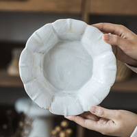 Japanse bloemvormige gekartelde aardewerk bord vintage klein dessertbord voor fruit snacks thuis dineren magnetron vaatwasserbestendig