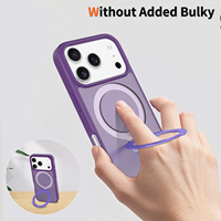 Coque de téléphone magnétique transparente givrée antichoc avec béquille pliable et support rotatif à 360° pour iPhone 17 16 15 Pro Max