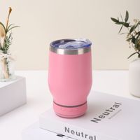 Logo personnalisé gobelet à vin à double paroi de 12oz gobelet intelligent en acier inoxydable avec revêtement en poudre mug haut-parleur en forme d'oeuf avec couvercle