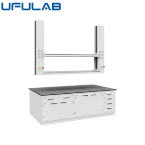 Mesa de Trabajo de Laboratorio de Química de Diseño Moderno con Estructura en H de Acero Laminado en Frío UFU LAB, Superficie de Resina Epoxi y Estante para Reactivos - Product Image 6